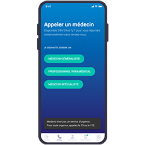 Écran du service Medaviz dans un smartphone.