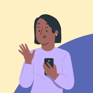 Illustration d'une femme consultant un téléphone