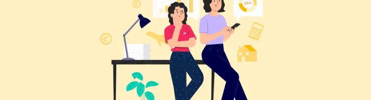 Illustration d'un adulte donne des conseils d'épargne à son adolescent.